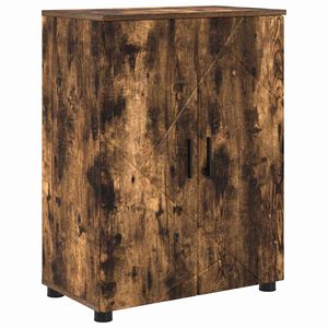 vidaXL Cabinet de salle de bain avec porte Ch&ecirc;ne fum&eacute; 60 x 35 x 80 cm