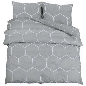 vidaXL Ensemble de housse de couette gris et blanc 260x220 cm coton