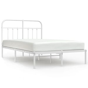 vidaXL Cadre de lit m&eacute;tal sans matelas et t&ecirc;te de lit blanc 120x200 cm