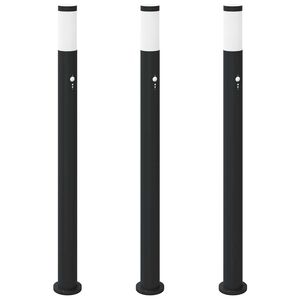 vidaXL Bornes lumineuses avec d&eacute;tecteur lot de 3 110 cm acier inoxydable IP44
