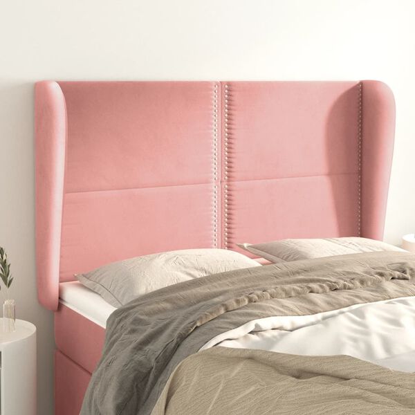 vidaXL T&ecirc;te de lit avec oreilles Rose 147x23x118/128 cm Velours
