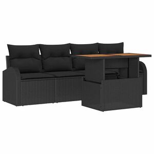 vidaXL Ensemble de canap&eacute; de jardin 5 pc Noir