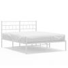 vidaXL Cadre de lit m&eacute;tal sans matelas et t&ecirc;te de lit blanc 140x190 cm
