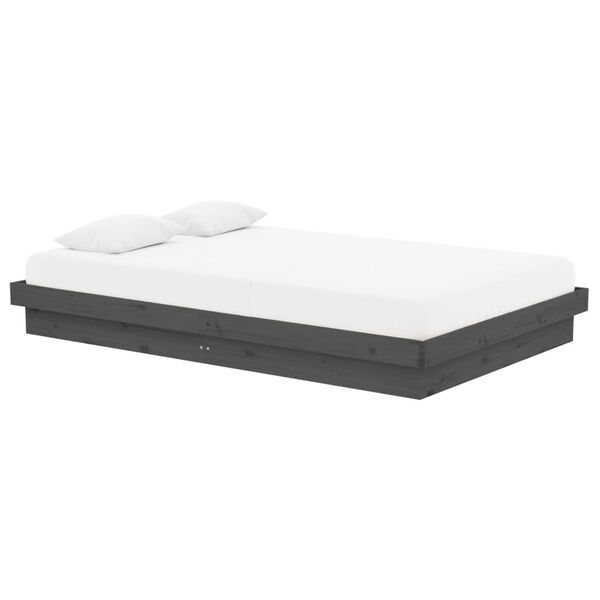 vidaXL Cadre de lit sans matelas gris bois massif