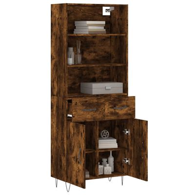 vidaXL Buffet haut Chêne fumé 69,5x34x180 cm Bois d'ingénierie