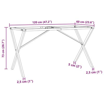 vidaXL Pieds de table à manger cadre en X 120x60x73 cm fonte