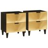 vidaXL Cabinet de chevet 2 pcs Noir et or 40 x 33,5 x 46 cm