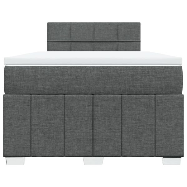 vidaXL Sommier &agrave; lattes de lit avec matelas gris fonc&eacute; 120x190cm tissu