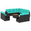 vidaXL Ensemble de canap&eacute; de jardin 12 pcs avec coussins noir r&eacute;sine tress&eacute;e