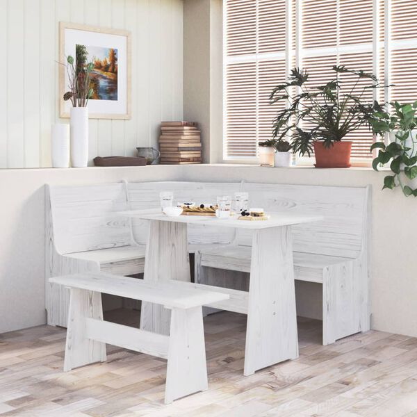vidaXL Ensemble &agrave; manger REINE 3 pcs blanc bois de pin massif