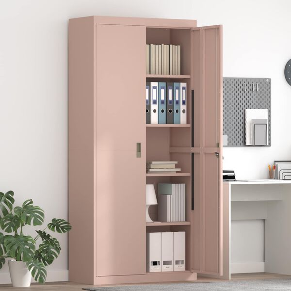 vidaXL Armoire de rangement 2 pcs Rose 90 x 40 x 200 cm Acier