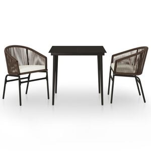 vidaXL Ensemble &agrave; manger de jardin 3 pcs Marron