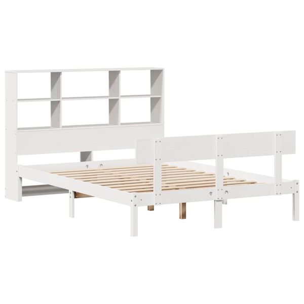 vidaXL Lit biblioth&egrave;que sans matelas blanc 120x190 cm bois pin massif