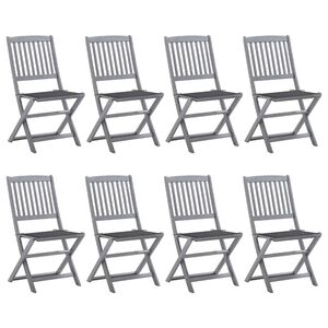 vidaXL Chaises pliables d'ext&eacute;rieur lot de 8 et coussins Bois d'acacia