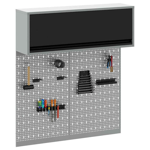 vidaXL Set de Cabinet d'Outils et Pegboard avec &eacute;tag&egrave;re 3 pcs Noir