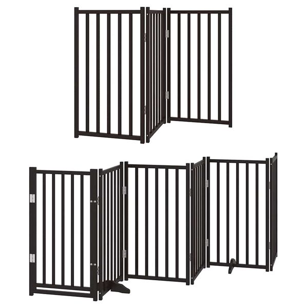 vidaXL Barri&egrave;re pour chien porte pliable 15panneaux noir bois peuplier