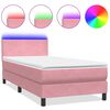 vidaXL Sommier &agrave; lattes de lit avec matelas et LED rose 80x210 cm velours