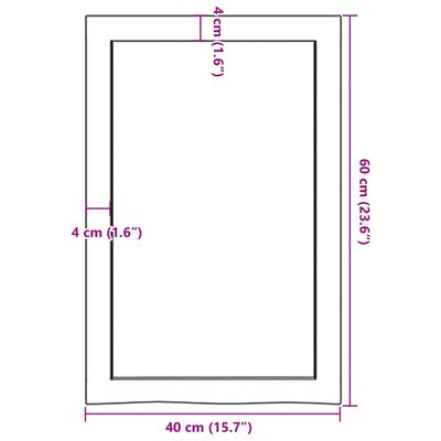 vidaXL Comptoir de salle de bain 40x60x(2-6) cm bois massif non traité