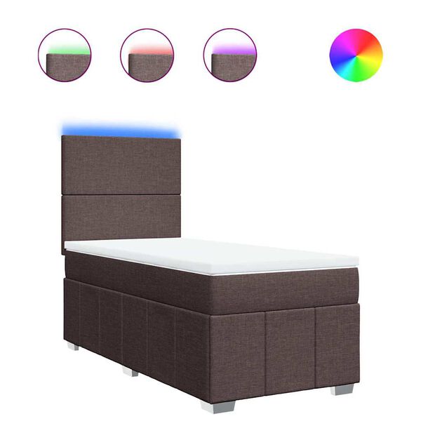 vidaXL Sommier &agrave; lattes de lit avec matelas Marron fonc&eacute; 80x200 cm