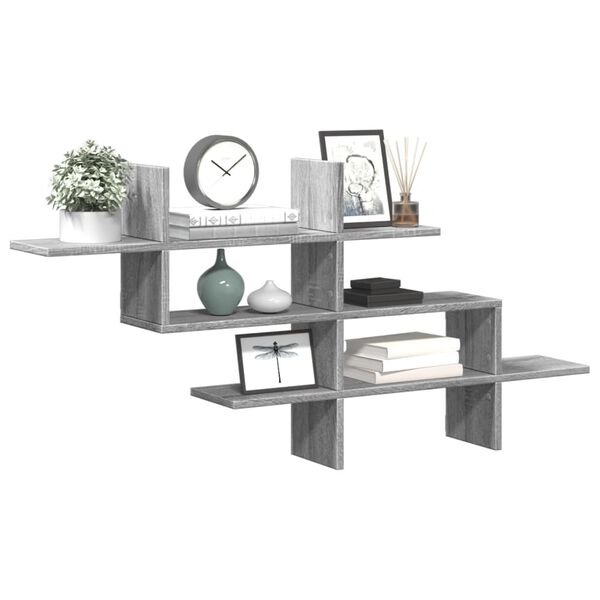 vidaXL &Eacute;tag&egrave;re murale sonoma gris 124,5x18x60,5 cm bois d'ing&eacute;nierie