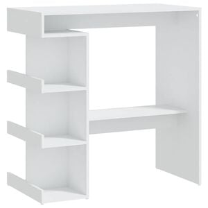 vidaXL Table de bar avec &eacute;tag&egrave;re de rangement Blanc Bois d'ing&eacute;nierie