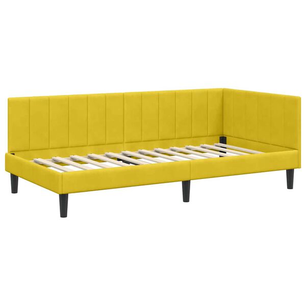 vidaXL Cadre de lit d'angle Jaune 90 cm x 190 cm Velours