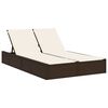 vidaXL Chaise longue double avec coussins marron r&eacute;sine tress&eacute;e
