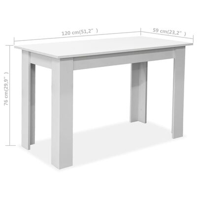 vidaXL Table de salle à manger et bancs 3 pcs Bois d'ingénierie Blanc
