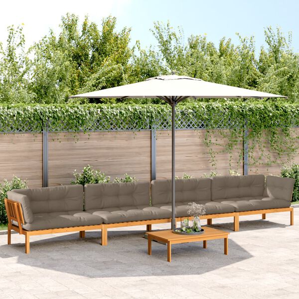 vidaXL Salon palette de jardin avec coussins 5pcs bois d'acacia massif