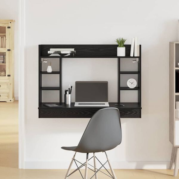 vidaXL Bureau mural Chêne noir 105 x 48 x 75 cm Bois d'ingénierie