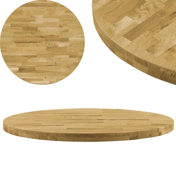 vidaXL Dessus de table Bois de ch&ecirc;ne massif Rond 44 mm 400 mm