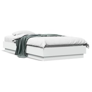 vidaXL Cadre de lit sans matelas blanc 75x190 cm bois d'ing&eacute;nierie