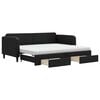 vidaXL Lit de jour avec gigogne et tiroirs noir 90x200 cm tissu
