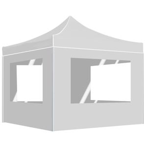 vidaXL Tente de r&eacute;ception pliable avec parois Aluminium 3x3 m Blanc