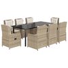vidaXL Ensemble &agrave; manger de jardin et coussins 9 pcs beige Poly rotin