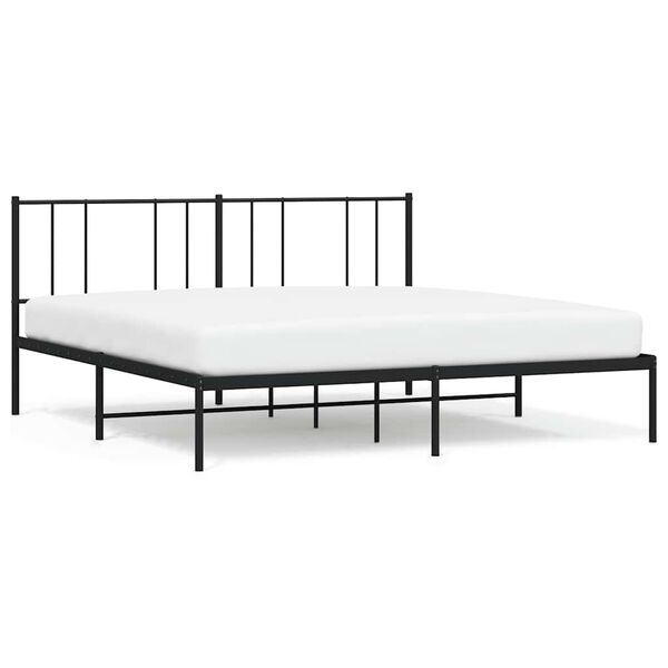 vidaXL Cadre de lit m&eacute;tal sans matelas avec t&ecirc;te de lit noir 193x203cm