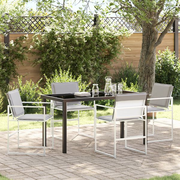 vidaXL Ensemble de salle &agrave; manger pour jardin 5 pcs Blanc