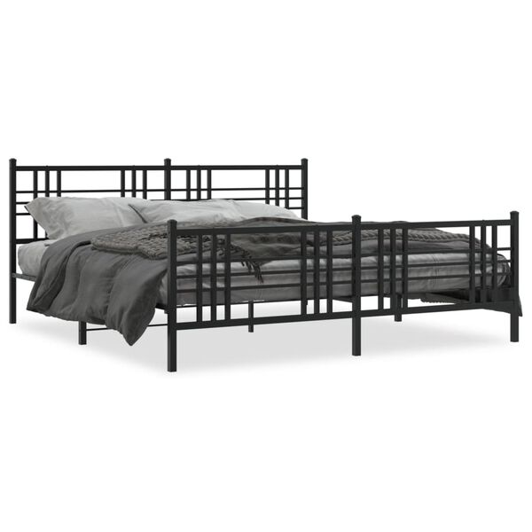 vidaXL Cadre de lit métal sans matelas avec pied de lit noir 183x213cm