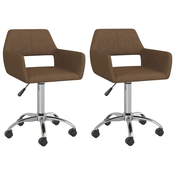 vidaXL Chaises pivotantes &agrave; manger lot de 2 marron tissu