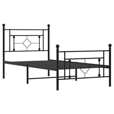 vidaXL Cadre de lit métal sans matelas avec pied de lit noir 100x190cm