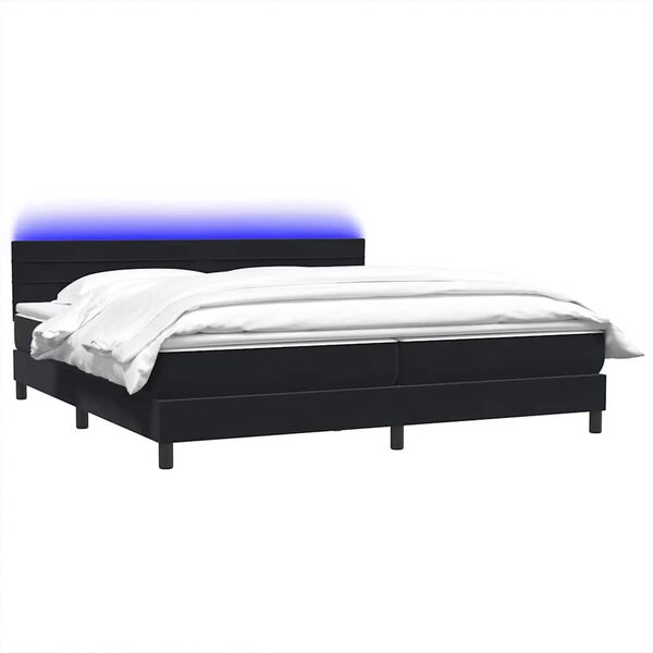 vidaXL Sommier &agrave; lattes de lit avec matelas et LED noir 180x210 cm velours