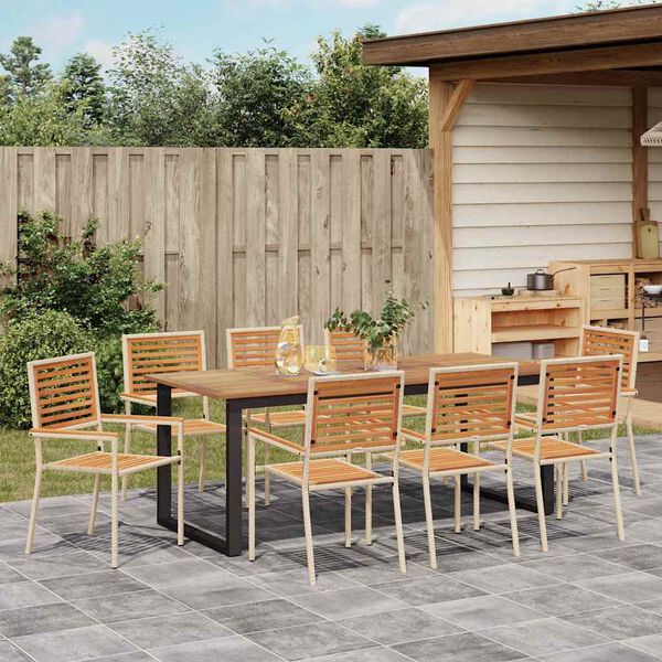 vidaXL Ensemble de salle &agrave; manger pour jardin 9 pcs Beige