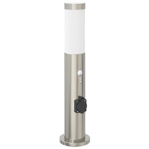 vidaXL Borne lumineuse avec d&eacute;tecteur et prise 50 cm acier inoxydable IP44