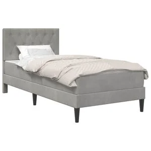 vidaXL Cadre de lit avec matelas Gris clair 80 x 200 cm Velours