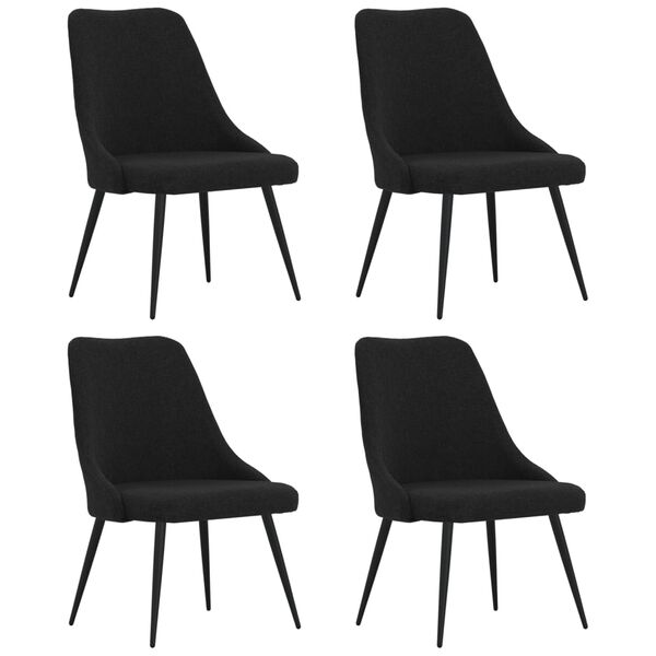vidaXL Chaises &agrave; manger lot de 4 noir tissu