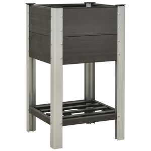 vidaXL Lit sur&eacute;lev&eacute; de jardin avec &eacute;tag&egrave;re 50x50x90 cm WPC Gris