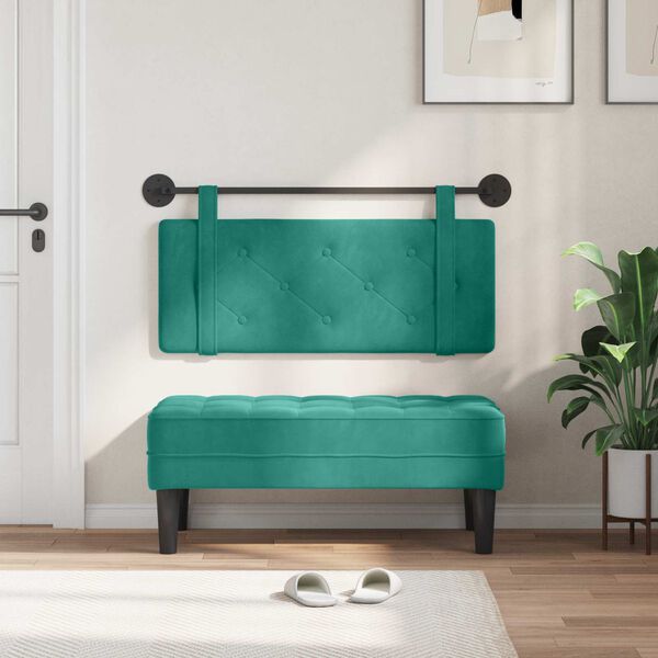 vidaXL T&ecirc;te de lit suspendue Turquoise 110 x 55 x 5 cm Velours