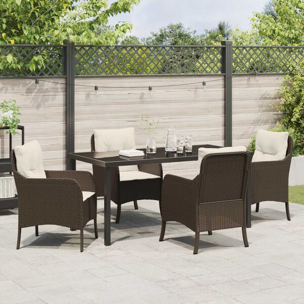 vidaXL Ensemble de salle &agrave; manger pour jardin 5 pcs Marron polyrotin