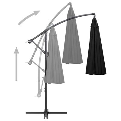 vidaXL Parasol suspendu avec poteau noir 3 m