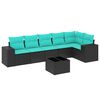 vidaXL Ensemble de canap&eacute; de jardin 7 pcs avec coussins noir r&eacute;sine tress&eacute;e